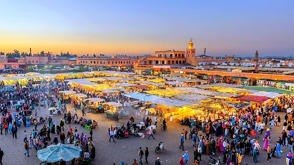 Jemaa el-Fna square at sunset, Marrakech