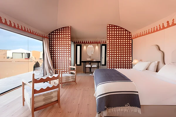 Tented suite in a luxury desert camp, Merzouga